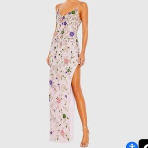Mac Duggal Pink Floral Maxi Dress